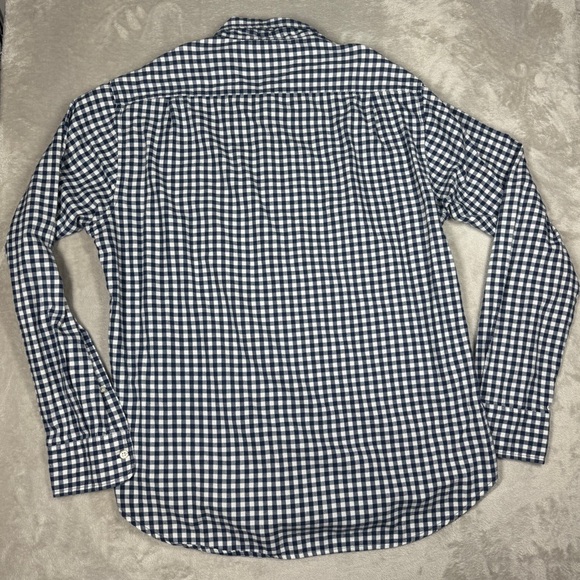 Bonobos Men’s Slim Fit Navy Blue White Gingham Plaid Button Front Shirt Large - Picture 12 of 15